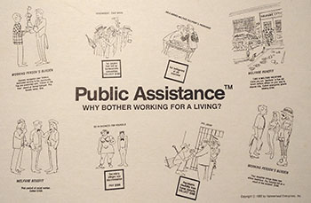 Fig 8. Inside cover of the board game Public Assistance, 1980. Photo by the author.